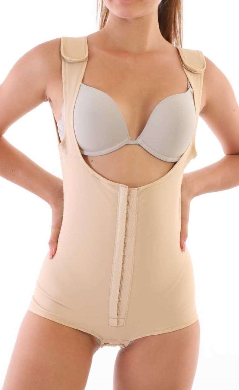 ABDOMINAL POST-SURGICAL COMPRESSION GARMENT WITH EXTENDED BACK